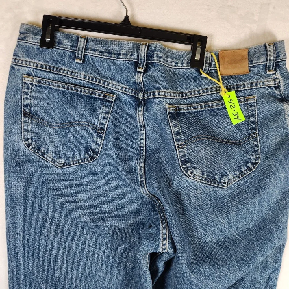 Lee Jeans Mens 42x34 Blue Denim Relaxed Fit‎ Classic Casual Pants